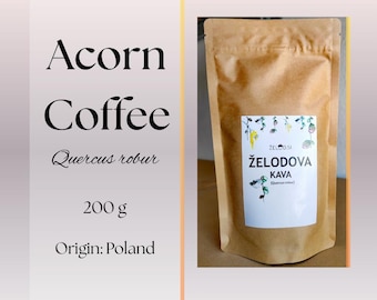 Sustituto de café orgánico de bellota: Polvo de roble tostado sin cafeína (200 g)