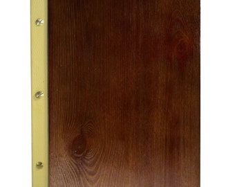 Wooden Menu Holder A4 restaurant, pub, hotel, display sign name or logo laser engraving (brown creamy leather)