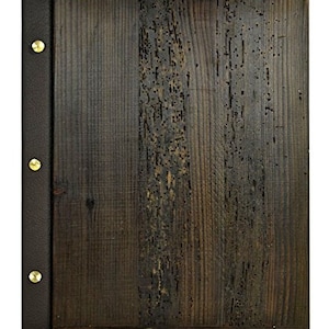 Wooden Menu Holder A4 restaurant, pub, hotel, display sign name or logo laser engraving - Leather Finish