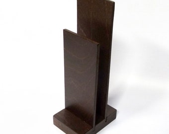 Wooden Menu Holder brochure leaflet table top organizer pocket for leaflets, envelopes, flyers, pamphlets, logo engraving - code Menu U