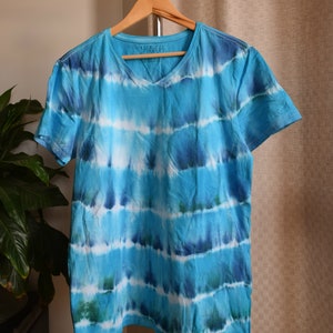 Bright Blue Striped T-Shirt V Neck