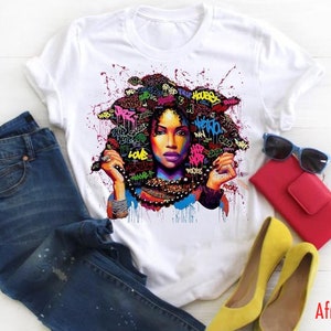 Afro Graffiti Queen T-Shirt: Black Girl Magic Melanin Tee