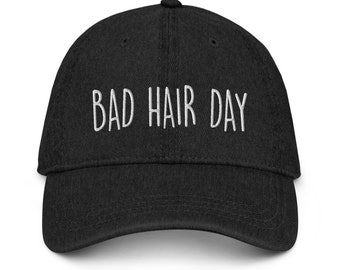 Chapéu de pai bordado em jeans Bad Hair Day
