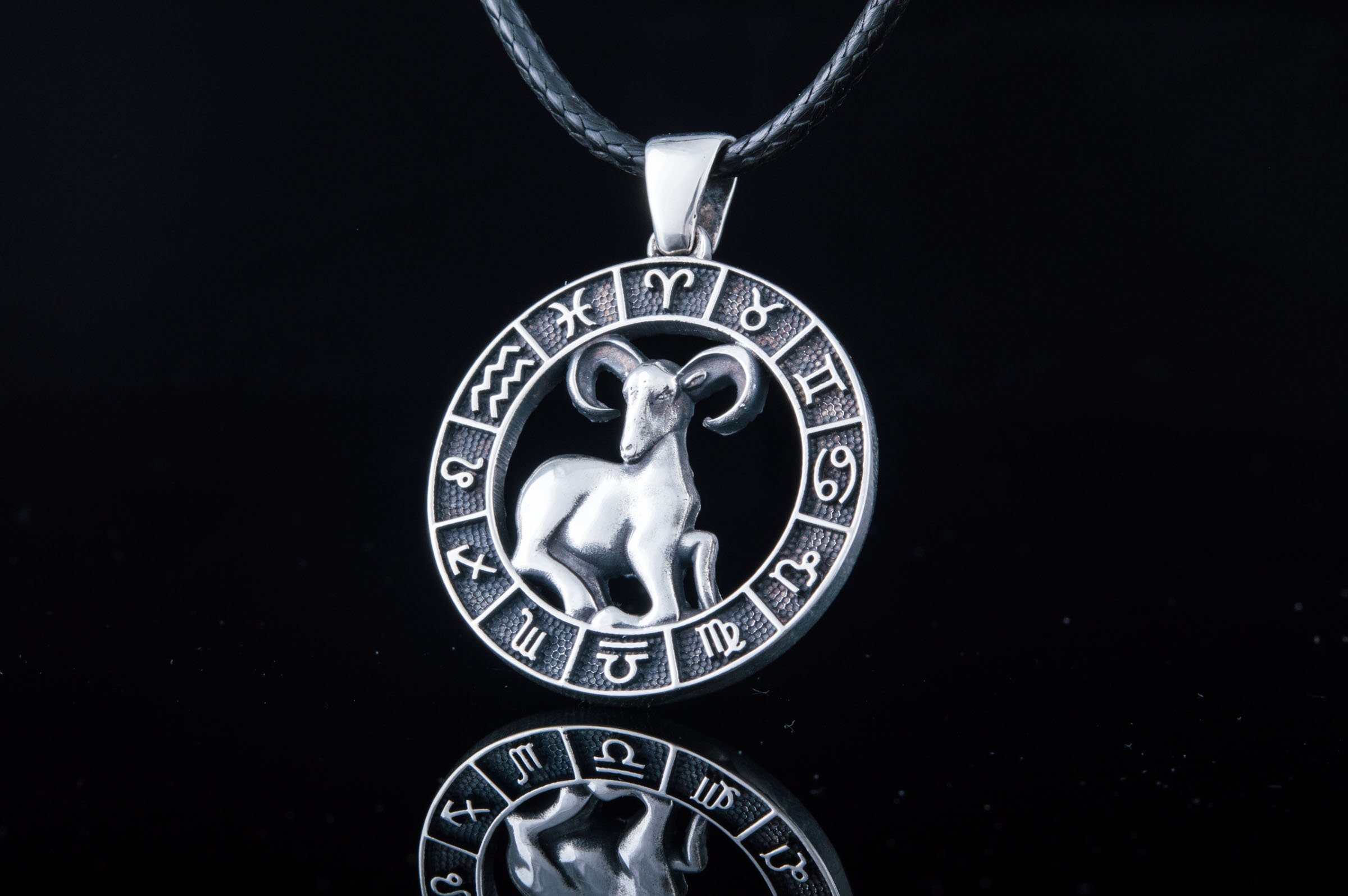 Aries Sign Necklace 925 Silver Horoscope Jewelry Zodiac Etsy
