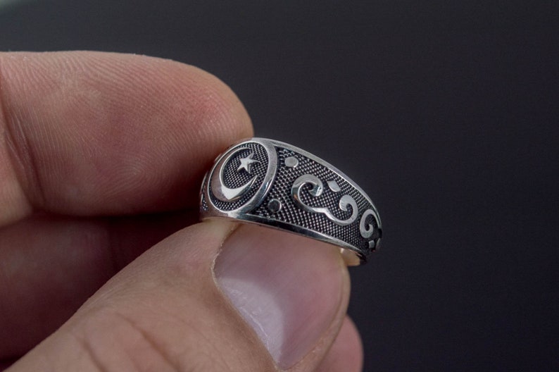 Islamic Ring Muslim Ring Ring with Crescent 925 Silver Etsy