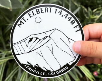 Mt. Elbert Sticker | Weatherproof Circular Decal | Mountain Sticker
