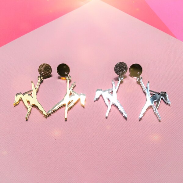 Alfred Split Pole Dancer - Handcrafted Earrings by Little White Cat Jewellery