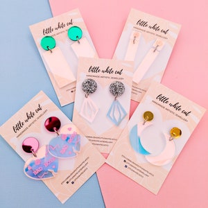 Iridescent Range - Handcrafted Acrylic Earrings by Little White Cat Jewellery