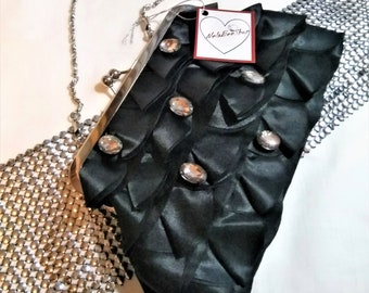 Formal Clutch. Satin Black Clasp Festival Embellished Purse. Mother's Day Gift.