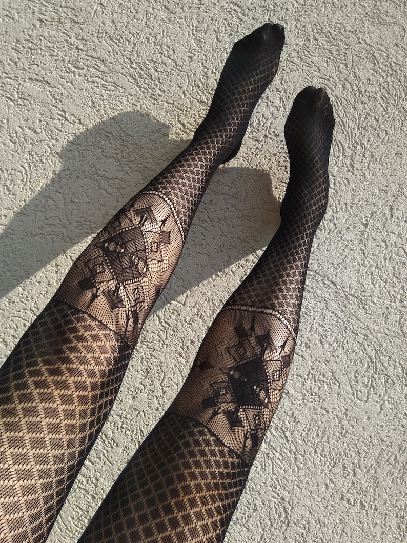 Tights. Stretch Lace Sexy Mesh Black Tights. Gift for Etsy