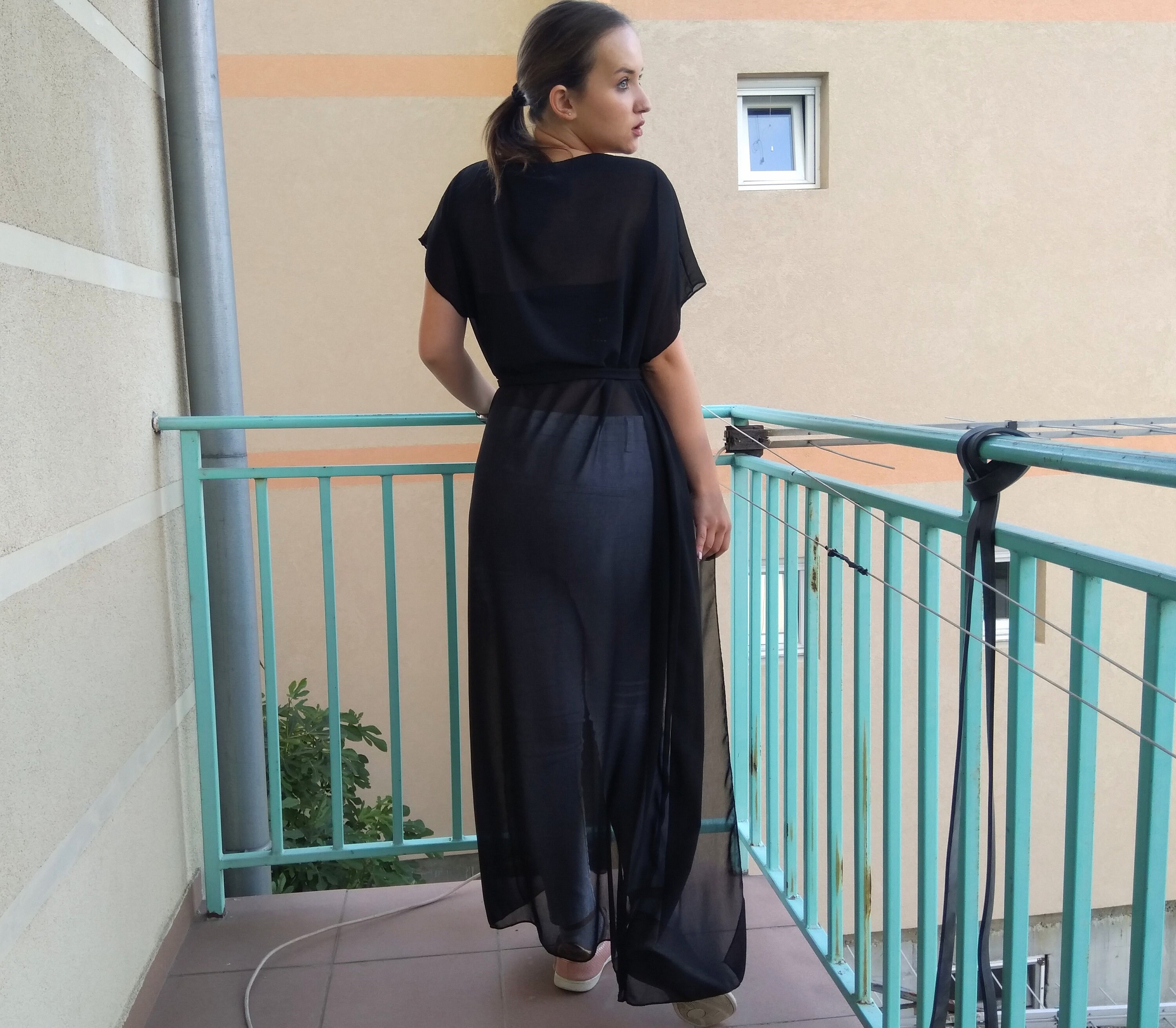 Sheer Black Chiffon Robe: Boho Kimono Cardigan Jacket - Etsy