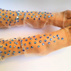 Blue Crystals Tulle Socks. Sandals Summer Cute Novelty Sheer - Etsy