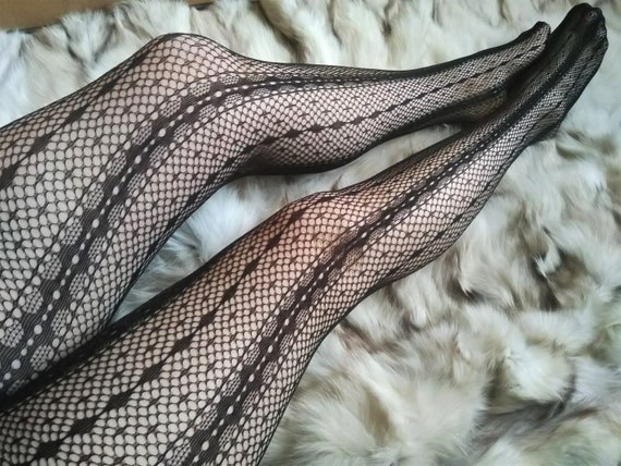 Knitted Fishnet Tights.stretch Lace Sexy Mesh Black Tights. Gift for Her. -   Canada