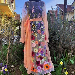 floral transparent mesh dress White Blossom Mesh Maxi Dress