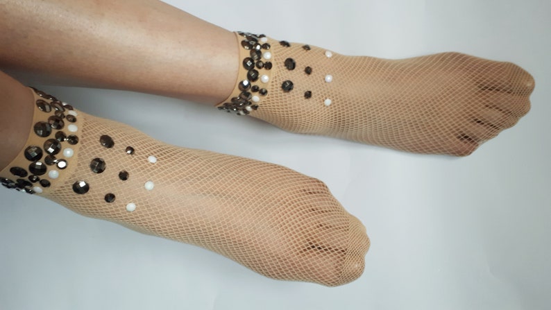 Gift for Her. Fishnets Tights Sheer Mesh Sparkle Cute Socks