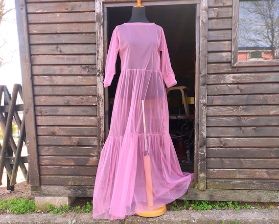 Pink tulle maxi dress discount