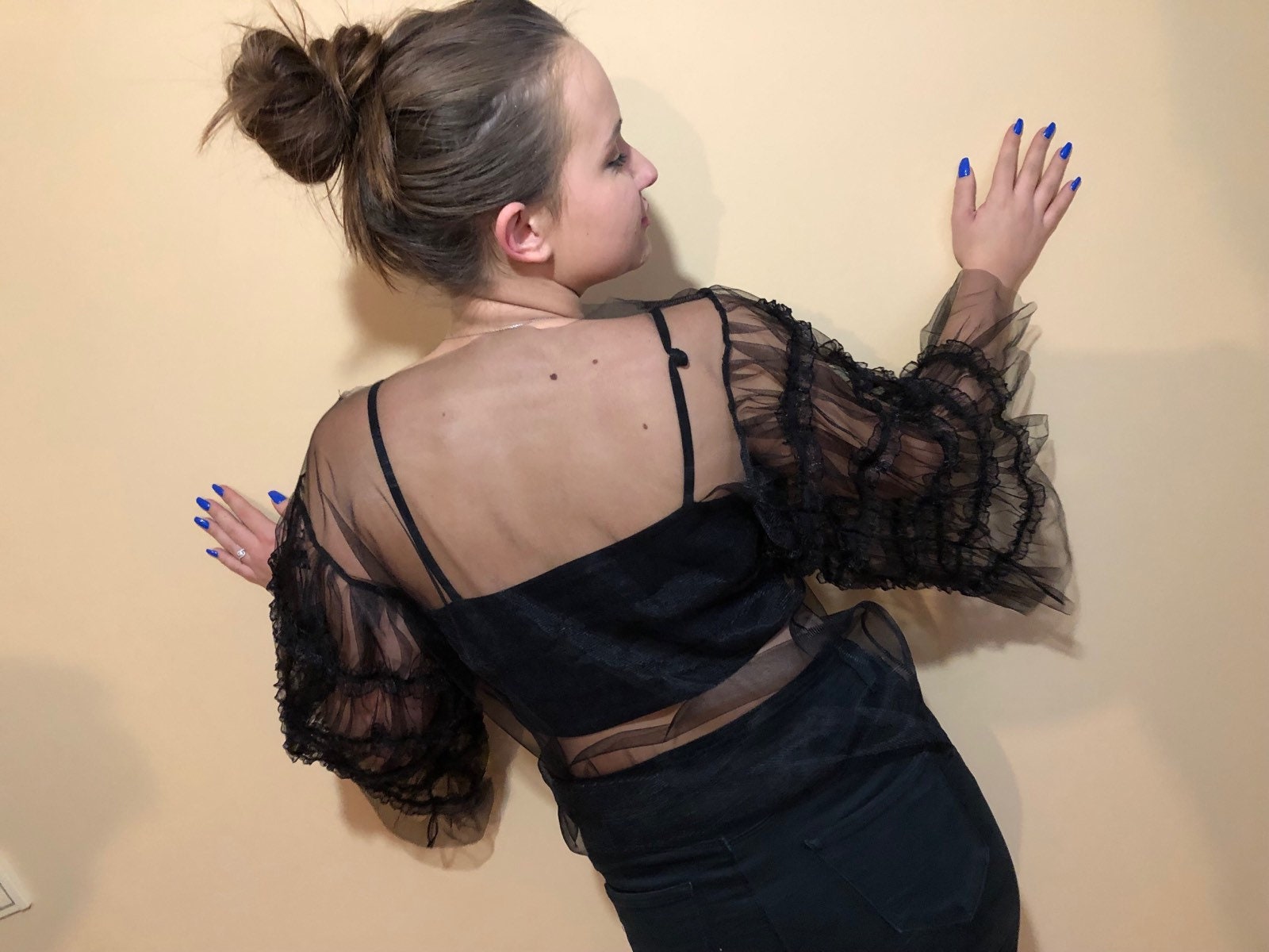 Sheer Tulle-tiered Sleeveless Top