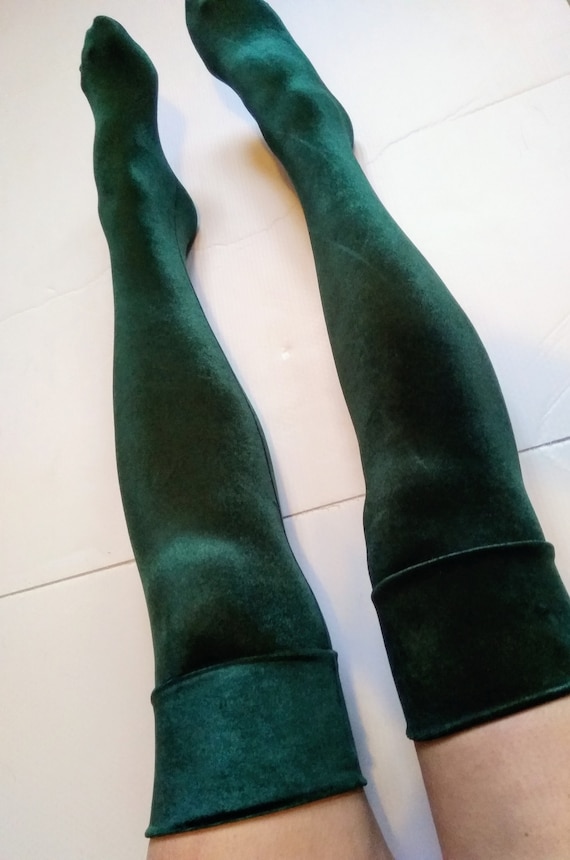 Thigh High Boots Velvet Emerald Green Black Red Wine Gold Gray