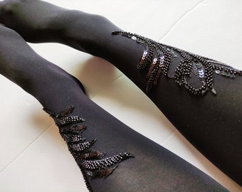 Pattern Tights, Tights For Women, Bedazzled Tights, Dance Tights, Cute Tights, Fashion Tights, Opaque Embroidered Tights. Halloween Tights.