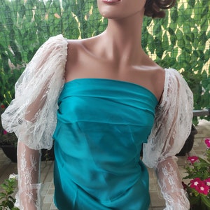 Lace Sleeves. Removable Long Unique Lace Bridal Wedding Dress Sleeves Puff Detachable Bridal Gown Sleeves. Handmade Gift.