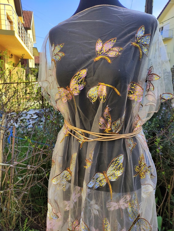butterfly sheer dress GLS by Gloria GL3265 - Long Mesh A-Line Dress