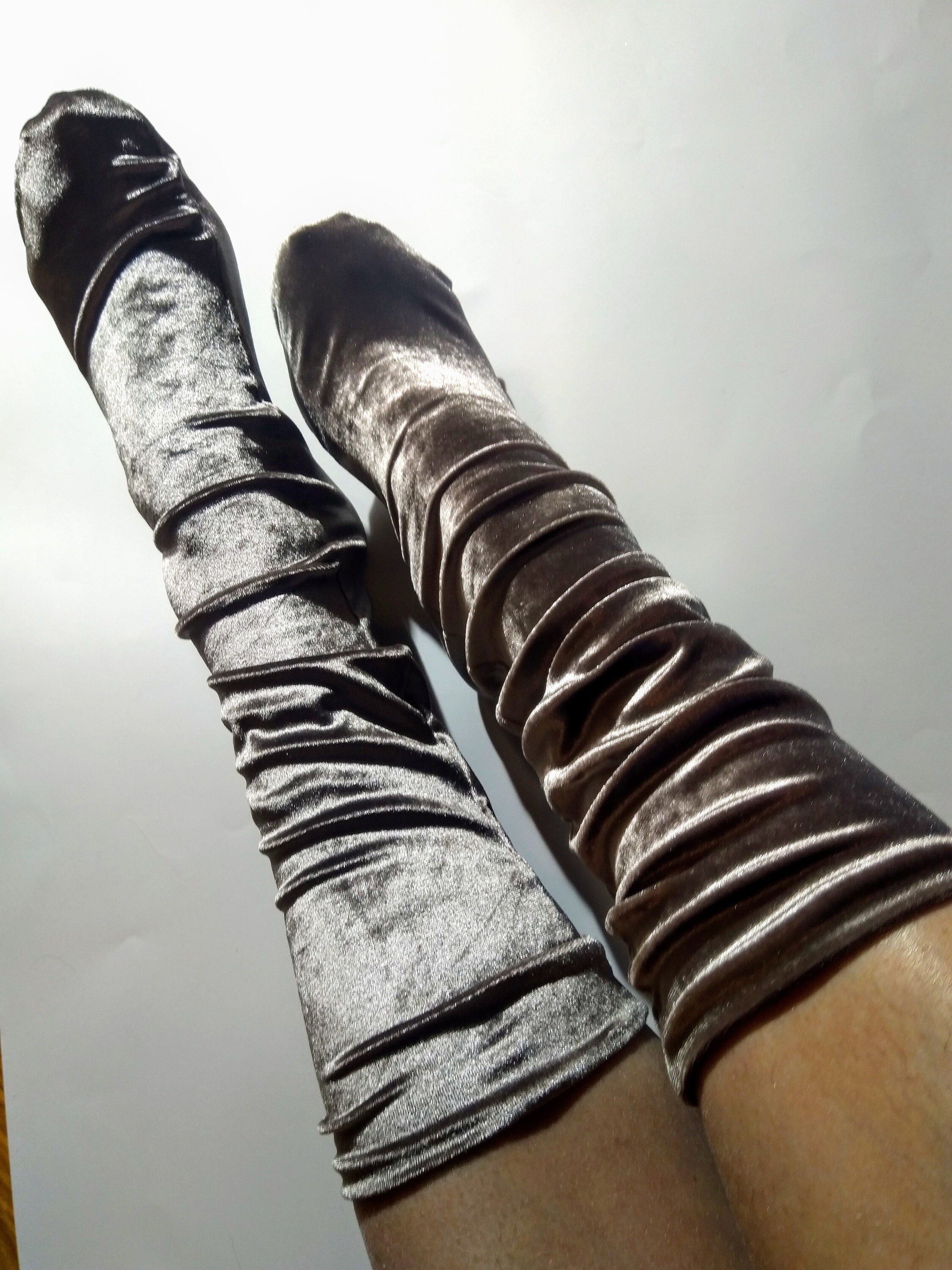 Velvet Socks. Cute Novelty Cool Boot Shiny Gray Glitter Winter | Etsy