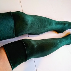 Thigh High Boots Velvet Emerald Green Black Red Wine Gold Gray Purple Comfortable Soft Novelty Winter Sexy Tube Socks. Thigh High Stockings.