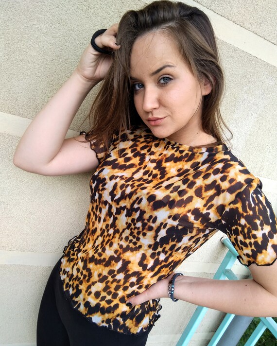 Leopard print mesh bodysuit 2025