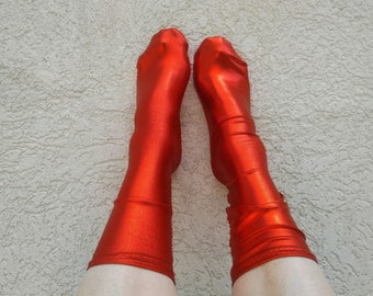Glitter Holographic Stretchable Socks. Cute Red Cool Ankle Happy Novelty Socks. Perfect Gift.