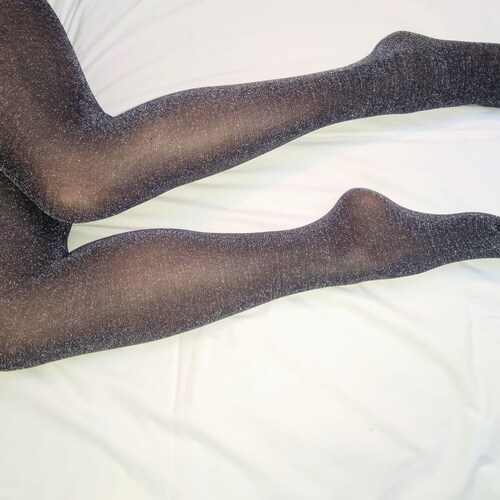 silver glitter tights