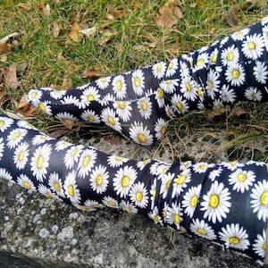 Daisy Socks: Navy Blue Cotton Ankle Socks, Floral Print