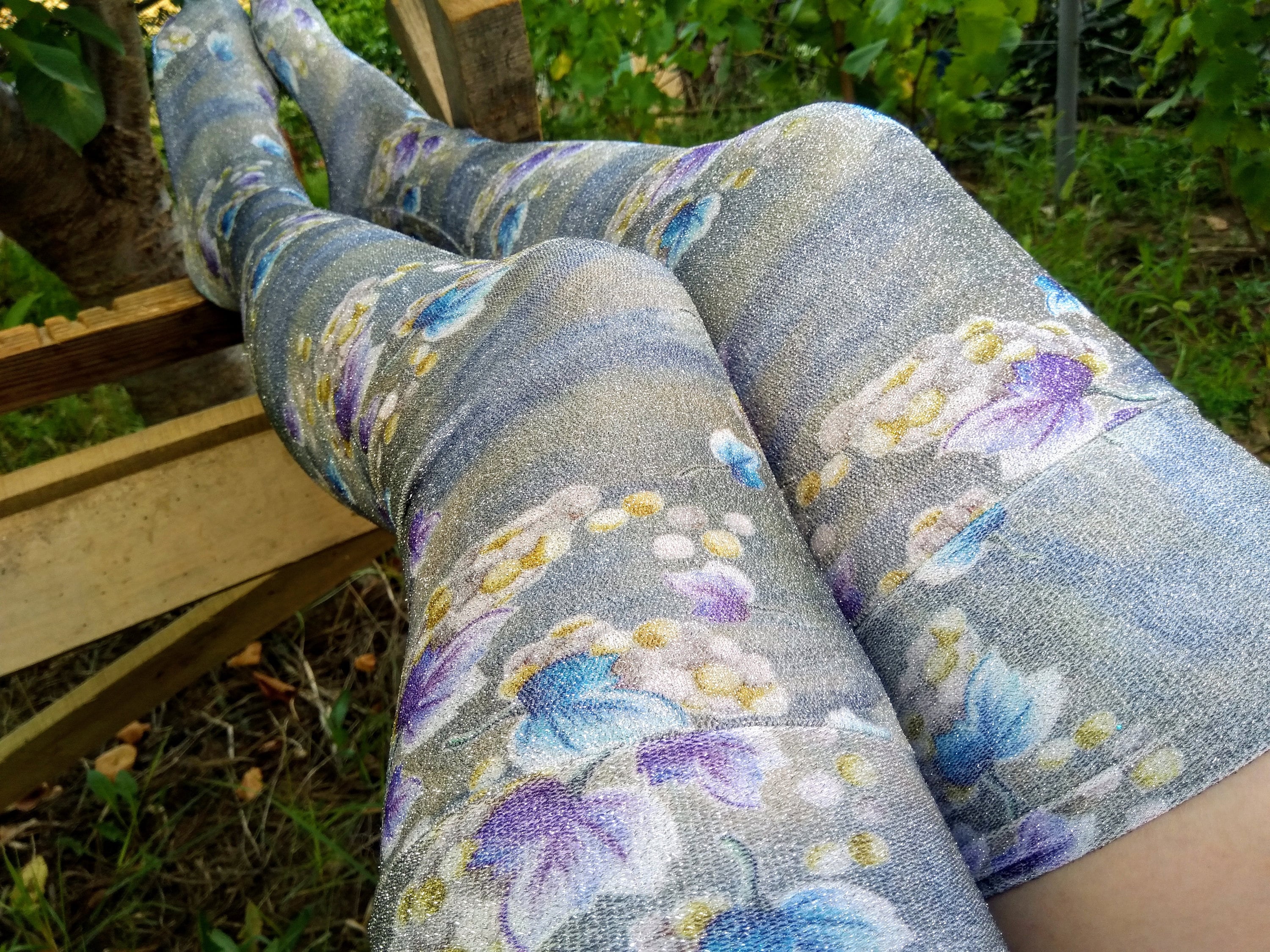 Thigh High Socks. Printed Multicolored 