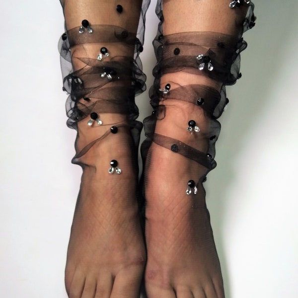 Rhinestone Socks - Etsy