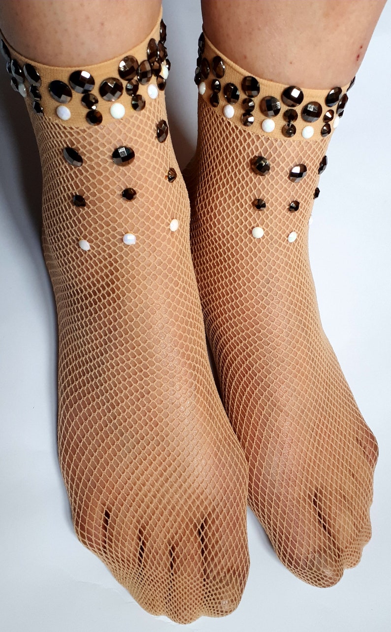 Gift for Her. Fishnets Tights Sheer Mesh Sparkle Cute Socks