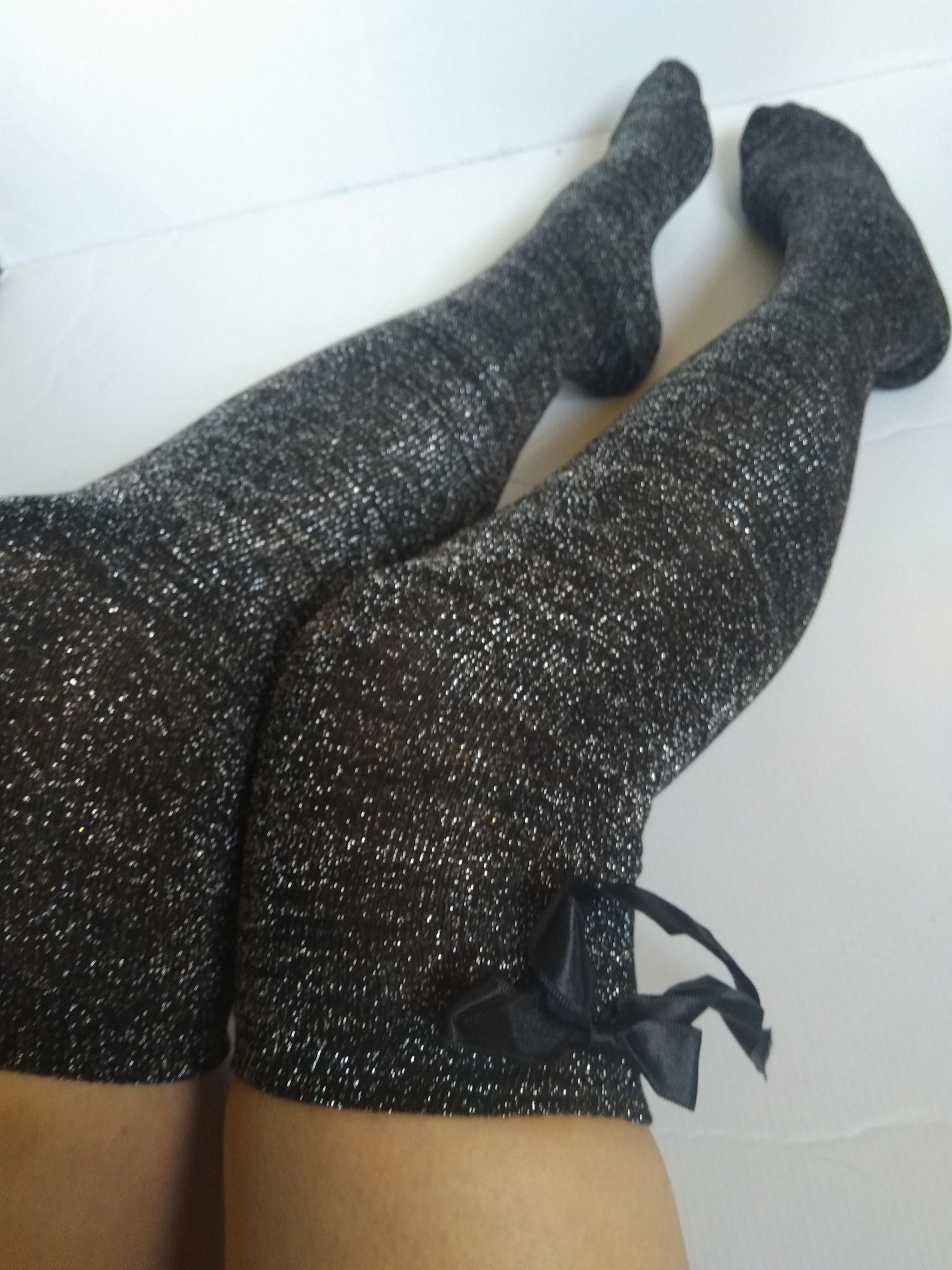 glitter thigh high stockings