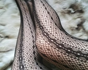 Knitted Fishnet Tights.stretch Lace Sexy Mesh Black Tights. Gift for Her. -  Etsy