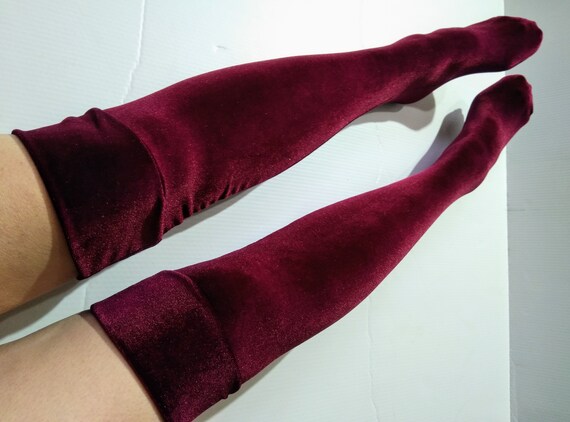 Burgundy thigh high stockings online