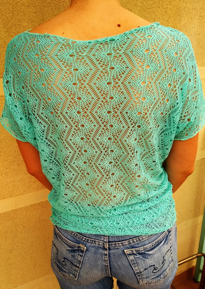 Green Blue Mesh Transparent Lace Beach Top Luxury Lingererie. Sheer Bodysuit Blouse