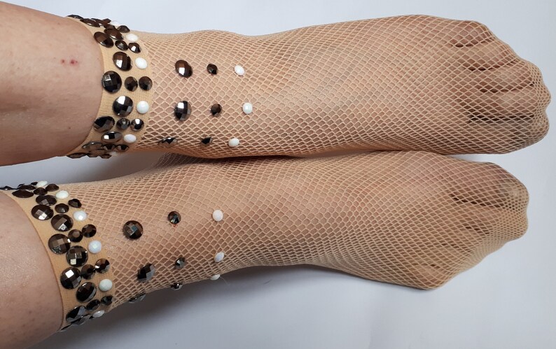 Gift for Her. Fishnets Tights Sheer Mesh Sparkle Cute Socks