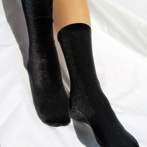 Velvet Socks. Cute Novelty Black Glitter Tights. Gift For Her.