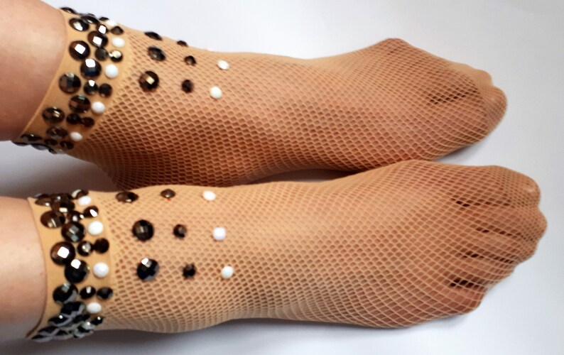 Gift for Her. Fishnets Tights Sheer Mesh Sparkle Cute Socks
