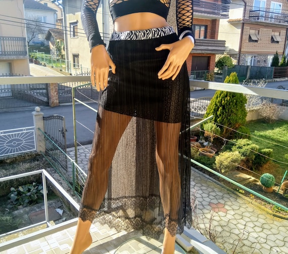 Tulle Skirt. Sheer Lace Trend Black Transparent Fashion Skirt. Christmas Gift. Etsy