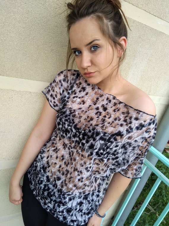 Blusa de body pura. Top de encaje estampado de animales leopardo transparente sexy de malla fina. Lenceria de lujo. Etsy Espana