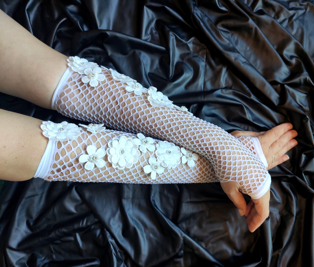 Long Gloves. White Bridal Gloves. Embellished Etsy