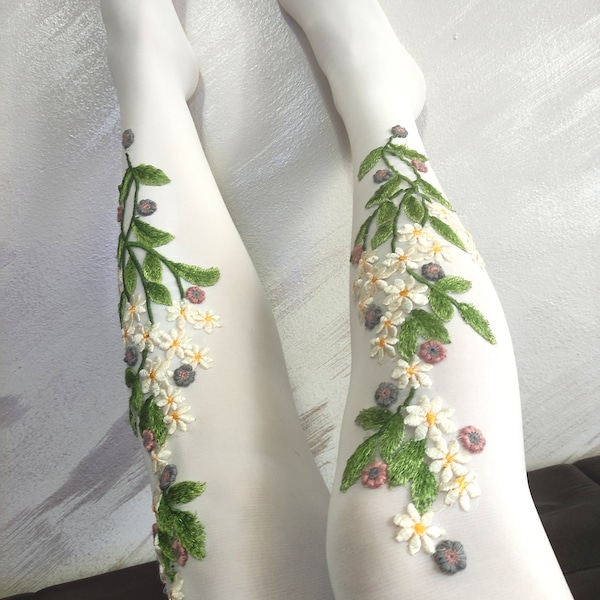 Collants pour femme, collants de mariage, collants de danse, collants mignons, collants tendance, collants brodés opaques, collants décorés. Cadeau de Noël