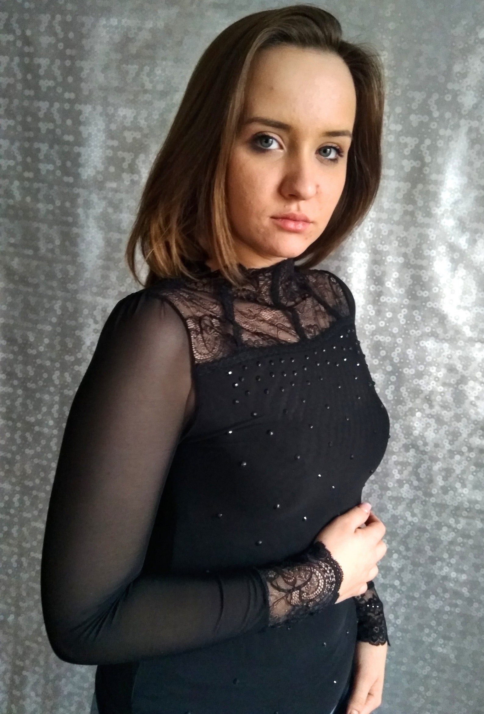 Sexy Women's Black Mesh Bodysuit Blouse. Fine Lace Etsy