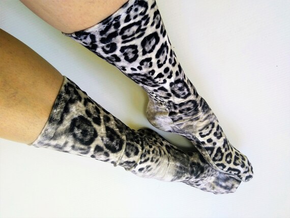Velvet Socks Cute Novelty Cool Boot Shiny Leopard Printed Glitter Winter Warm Soft Socks Mother's Day Gift.