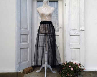 Tulle Skirt, Maxi Tulle Skirt, Sheer Mesh Skirt, Black Tutu Skirt, Transparent Skirt, Fashion Long Skirt. Mother's Day Gift.