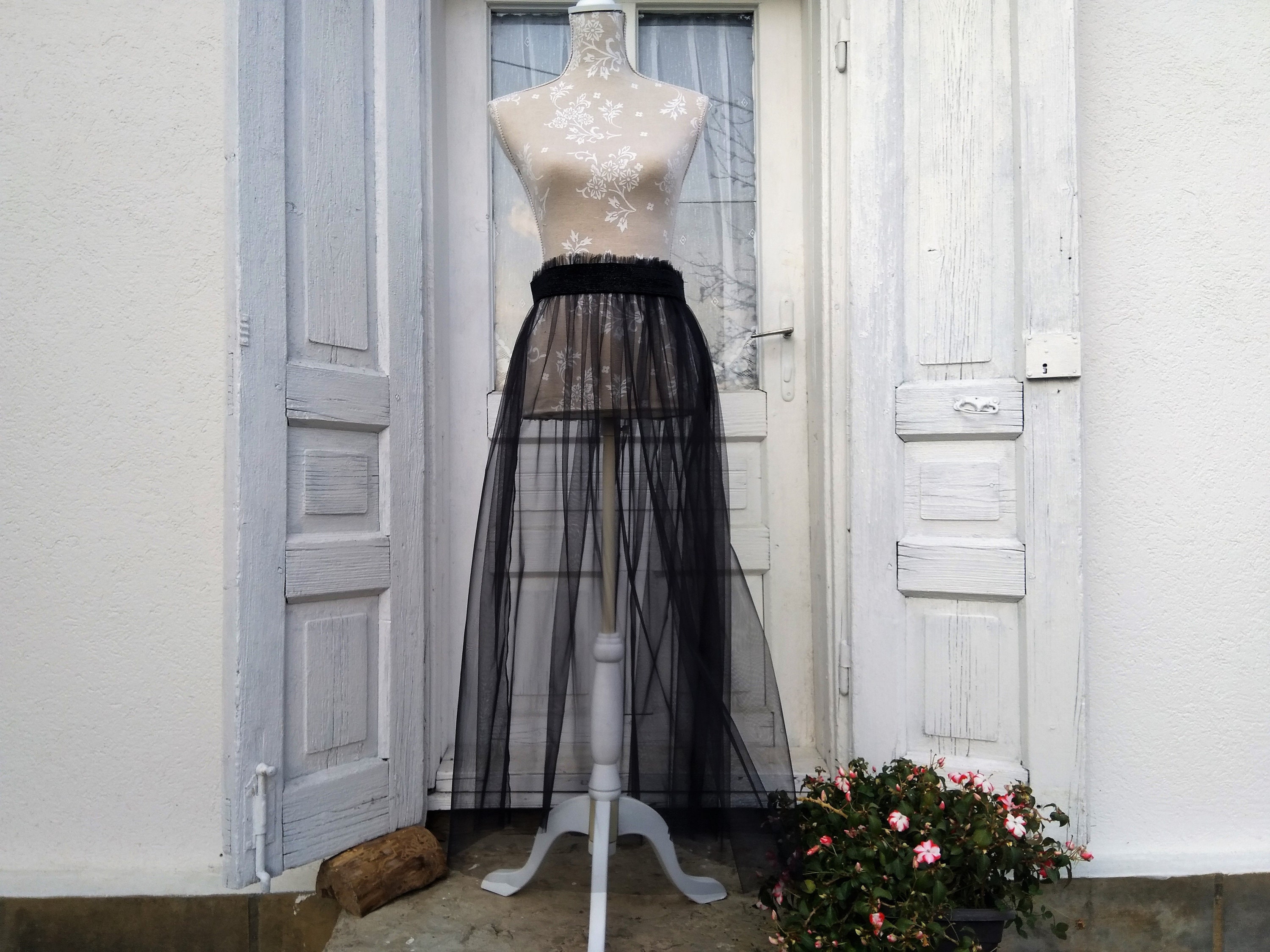 Tulle Skirt. Sheer Mesh Black Trend Transparent Fashion Long Skirt