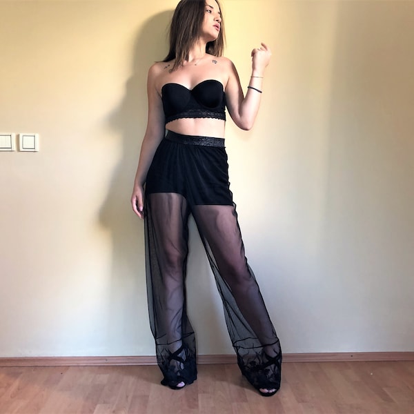 Sheer Finish Harem Trousers in Silver main image 1